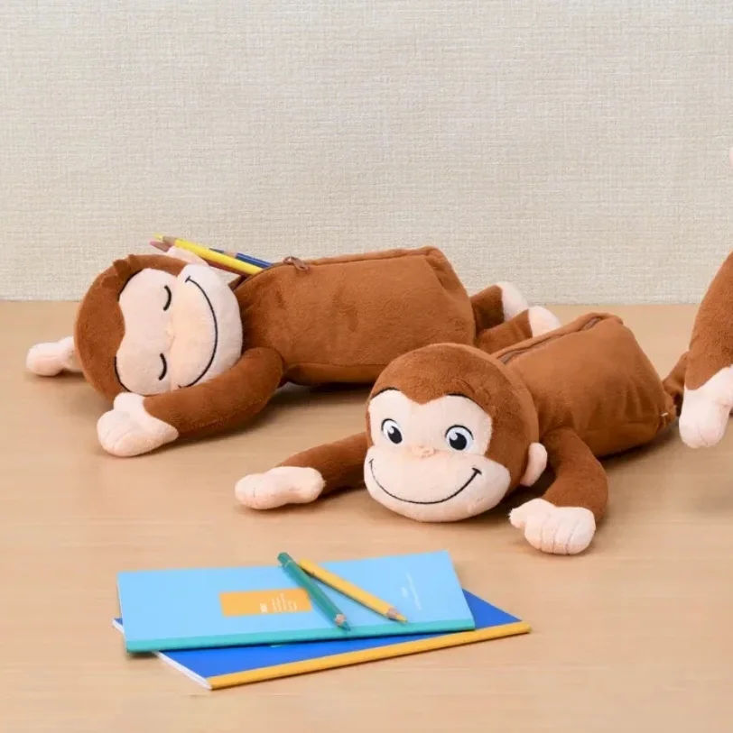 

New Cute Curious George Monkey Kids Big Plush Pencil Bag Girls Stuffed Toy For Children