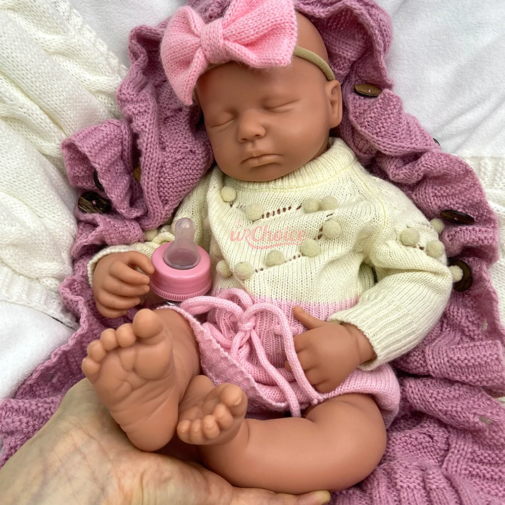 20" donkere huid Loulou siliconen herboren babymeisje/jongen geschilderd/ongeverfd realistisch schattig zichtbare aderen pop kinderen verjaardagscadeau