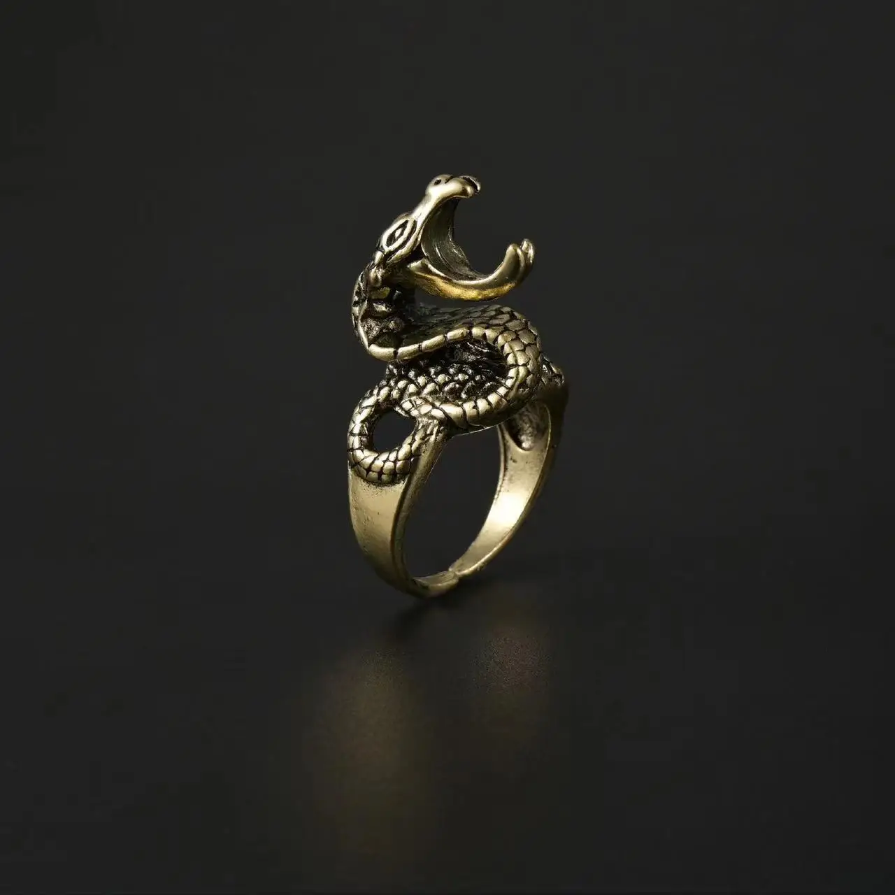 2026vintage Personality Gold-plated Cigarette Holder Ring Of Cigarette Holder Bracket Chinese Dragon Rings For Men Party Jewelry view 3