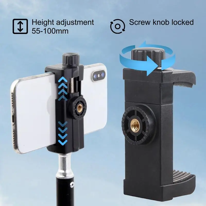Universal Phone Holder Clamp Smartphone Clip Holder Mount Bracket, Aluminum Alloy Phone Tripod Adapter with Cold Shoe Mount