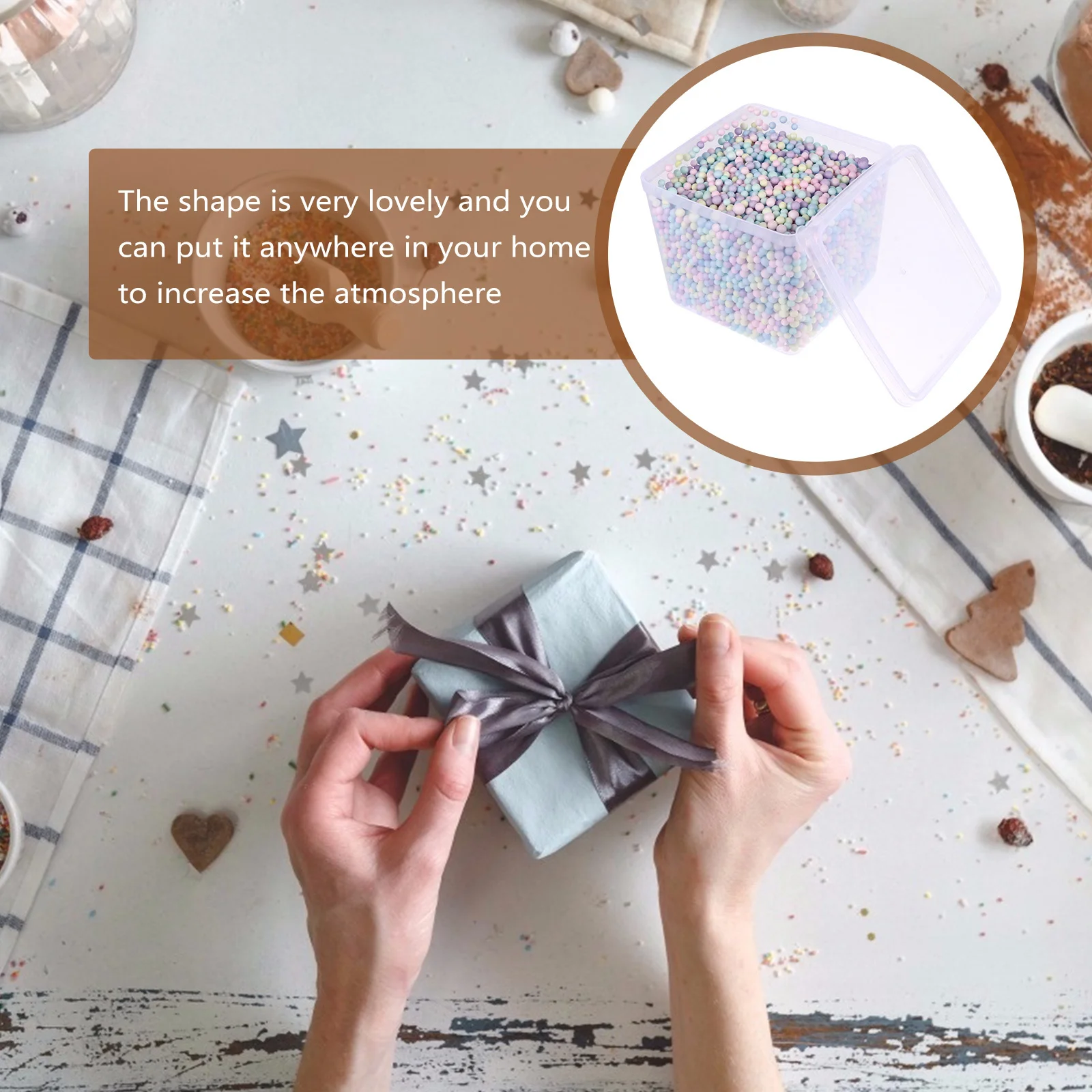 Caja de bolas de espuma coloridas, cuentas artesanales seguras para decoración de boda, cumpleaños, Baby Shower, bola de relleno, relleno de caja de regalo DIY