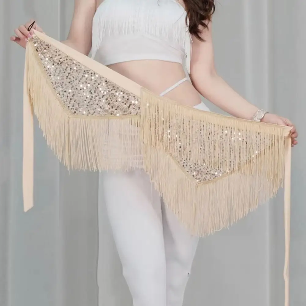Creative Belly Dance Hip Scarf Long Tassel Irregular Dancing Waist Belt Triangle Fishnet Belly Dance Waist Chain