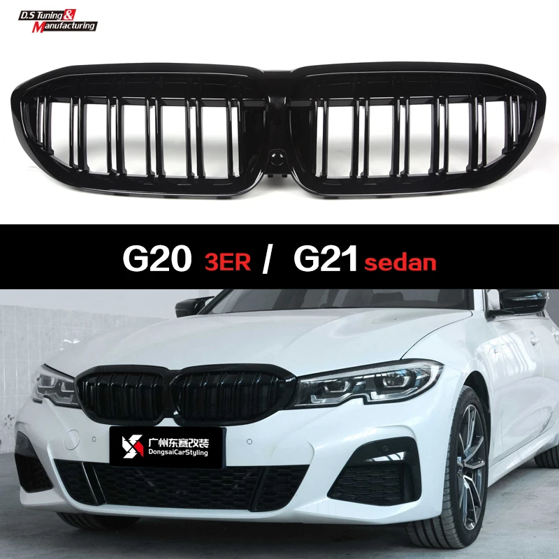 

1Pair Car Styling Front Bumper Hood Kidney Grille Replacement For BMW 3 Series G20 G21 2019+？ABS Gloss Black Racing Grills