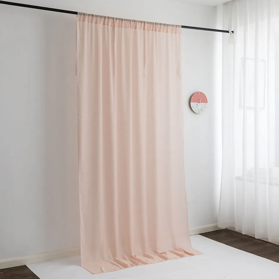 2PCS Polyester Chiffon Backdrop Curtain Pink Finished Curtains Hotel Wedding Party Event Decoration Background Fabrics