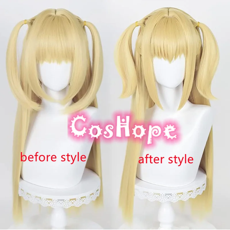 Misa Amane Cosplay Wig Women 70cm Long Golden Wig Cosplay Anime Cosplay Wig Heat Resistant Synthetic Wigs