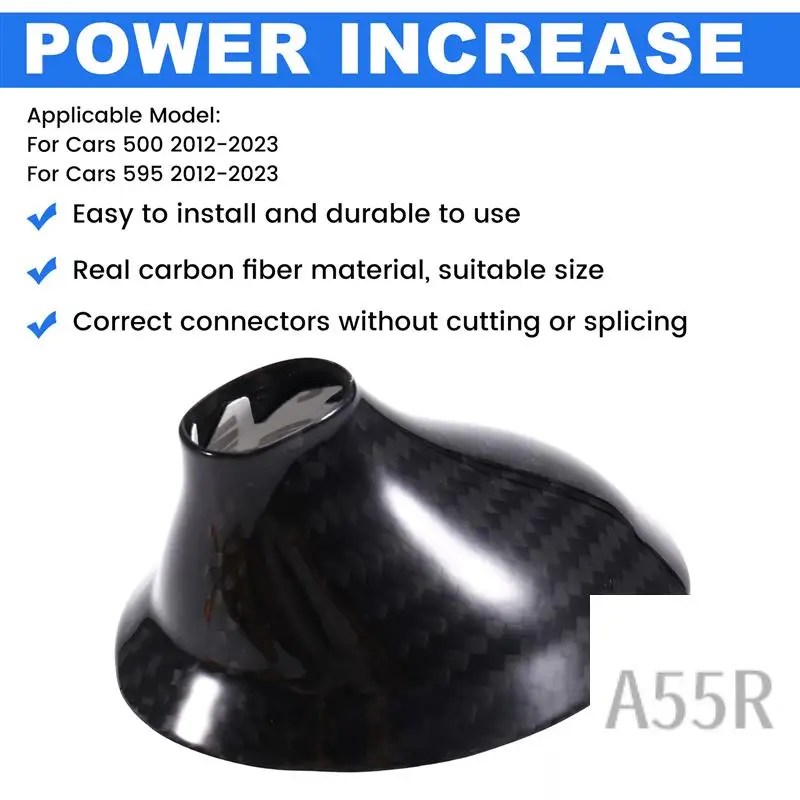 

5R-Real Hard Carbon Fiber Car Antenna Shark Fin Cover Roof Shark Fin Antenna Cover Sticker For Fiat 500 Abarth 595 2012+