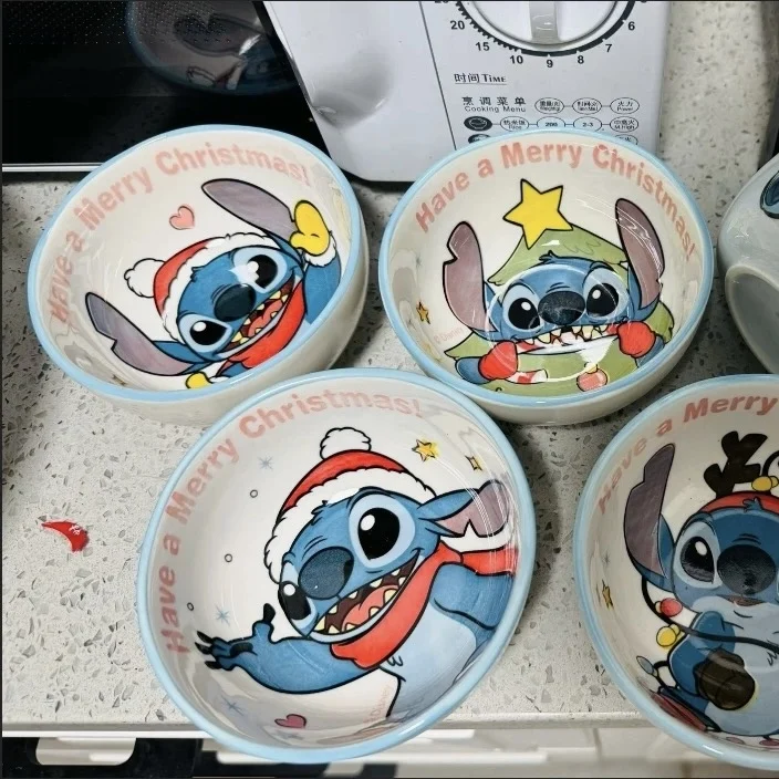 Cuenco de cerámica de Disney con bonito punto, vajilla navideña de edición limitada con dibujos animados, bonitos regalos de Navidad para niños
