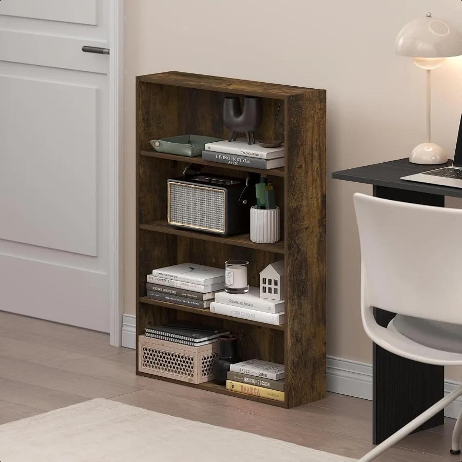 Organizer per libreria con scaffale aperto Basic a 4 livelli, 6 x 24 x 35 pino ambrato