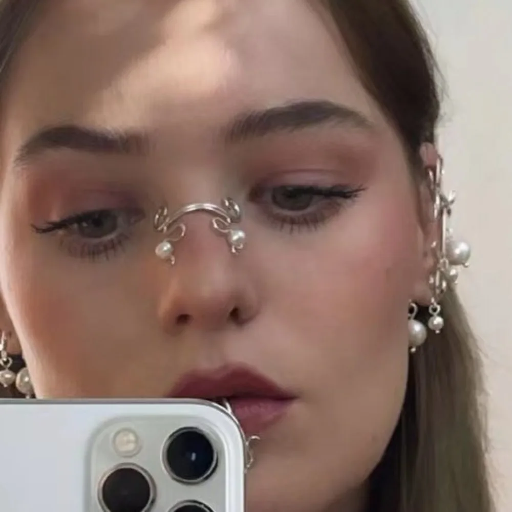 فاسق غير ثقب الأنف كليب ريترو فريد موضة تقليد اللؤلؤ الأنف الدائري الأنف مسمار موضة غير مثقوب مجوهرات للجسم