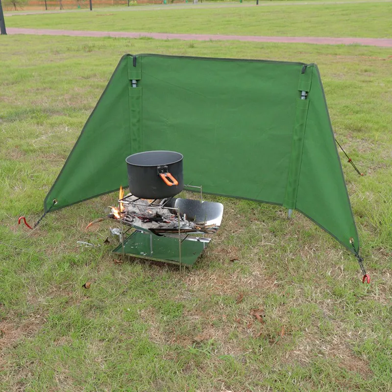 0.6mm Thicken Slicon Fabric Camping Barbecue BBQ Stove Windbreak Cloth Touring Car Outdoor Kitchen Windshield Picnic Wind Screen