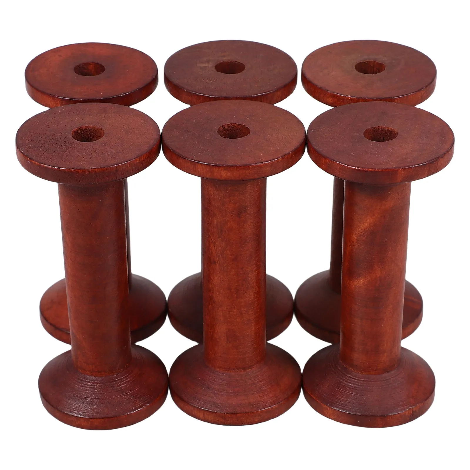 6Pcs Wooden Bobbins Vintage Style Thread Holder Sewing Thread Spool Organizer Compact Storage Rack Yarn Holder for Crafts view 3