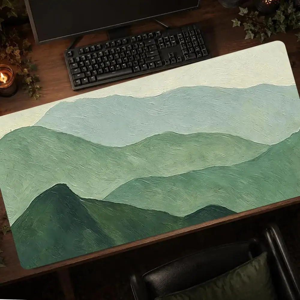 Minimal Green Mountains Mouse Mat Gaming Mats Mousepads Gaming Setup Playmat Carpet Desk Accessories Extended Pad Office Rug