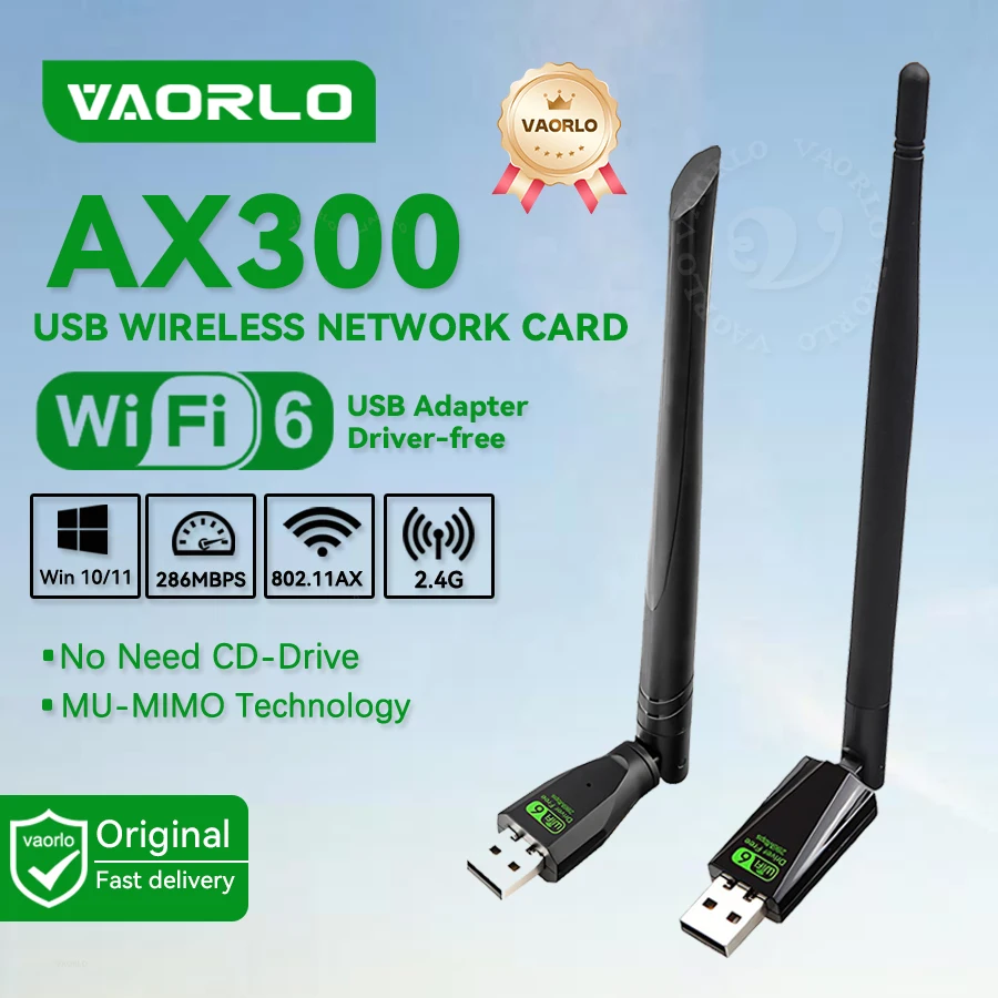 محول شبكة AX286 USB 6 جديد، محول بطاقة شبكة 2.4 جيجا هرتز، دونجل واي فاي 802.11AX، مستقبل إشارة هوائي لأجهزة الكمبيوتر المحمولة التي تعمل بنظام التشغيل Windows 10 11، برنامج تشغيل مجاني، يدعم اتصال MU-MIMO متعدد الأجهز