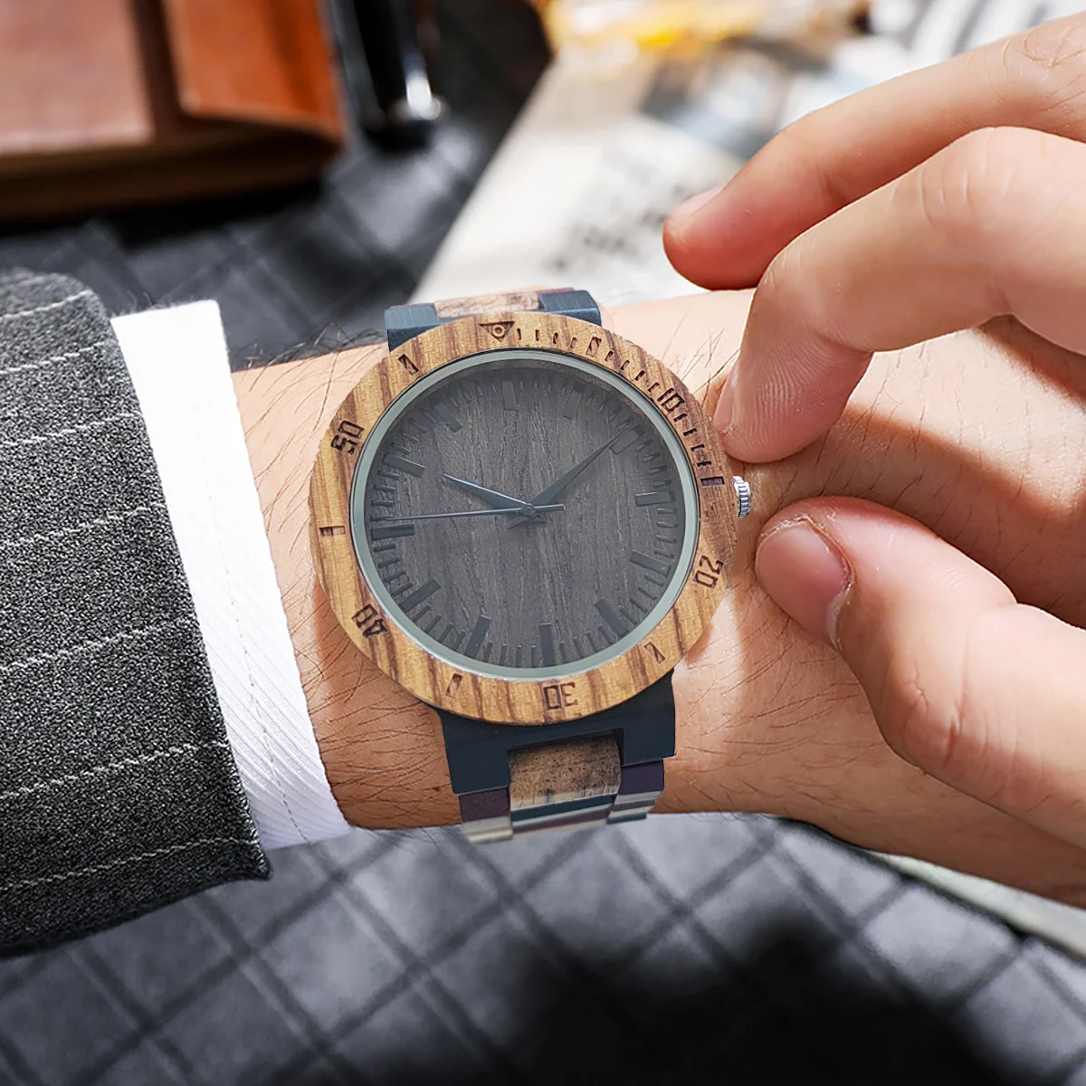 Relojes de madera coloridos para hombres, relojes de pulsera de cuarzo, reloj de madera, regalo único, cronógrafo, Dropshipping