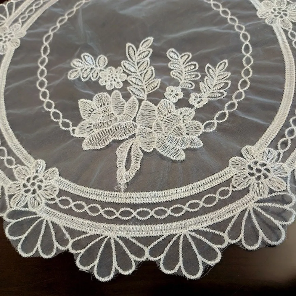 Lace Embroidery Table Cloth Tray Mat Transparent European Embroidered Lace Placemat White Round Coffee Coaster Beside Table
