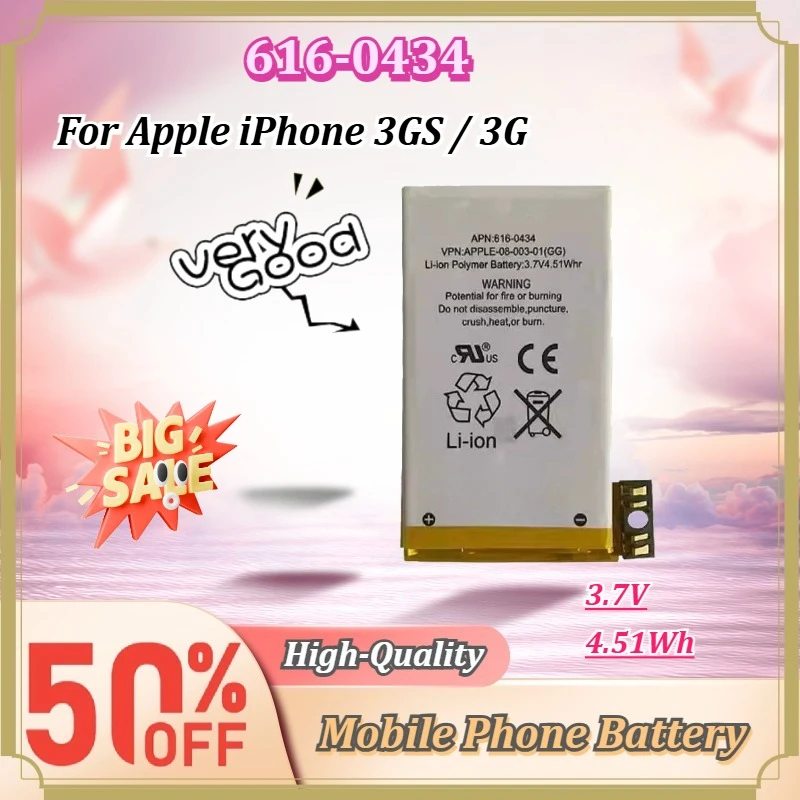 For Apple iPhone 3GS / 3G 616-0434 3.7V 4.51Wh Li-ion Polymer Rechargeable Replacement Smartphone Battery