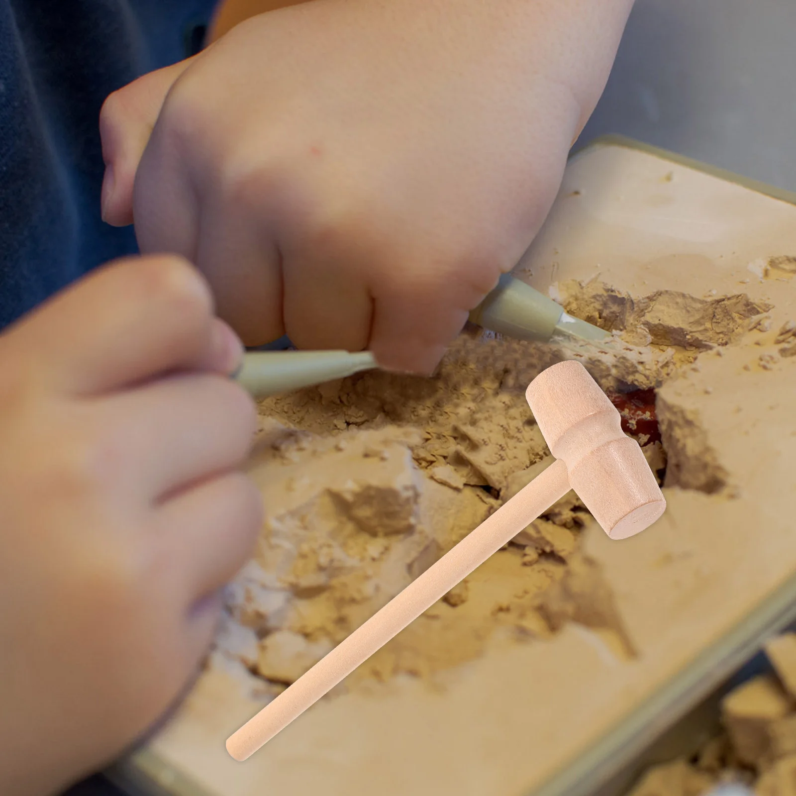 3 Sets archäologische Werkzeuge Kinderspielzeug Holzhammer Lernspielzeug Pretend Meißel Pinsel Dig Kit Kind