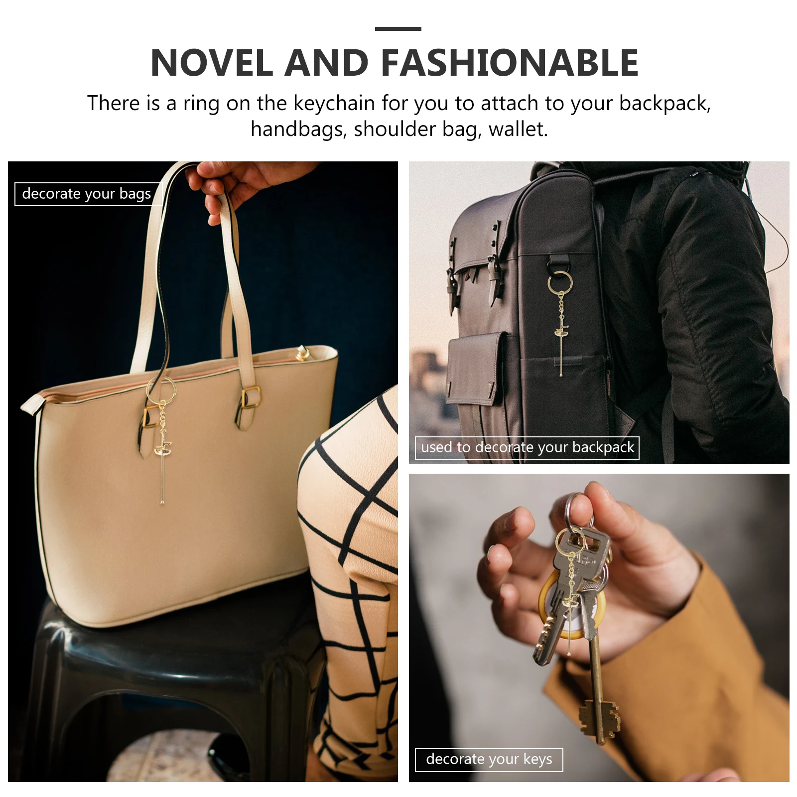 

1pcs Creative Fencing Metal Key Ring For Women Bag Decoration Bag Hanging Decors Backpack Ring Gift For Women Hanging Gift