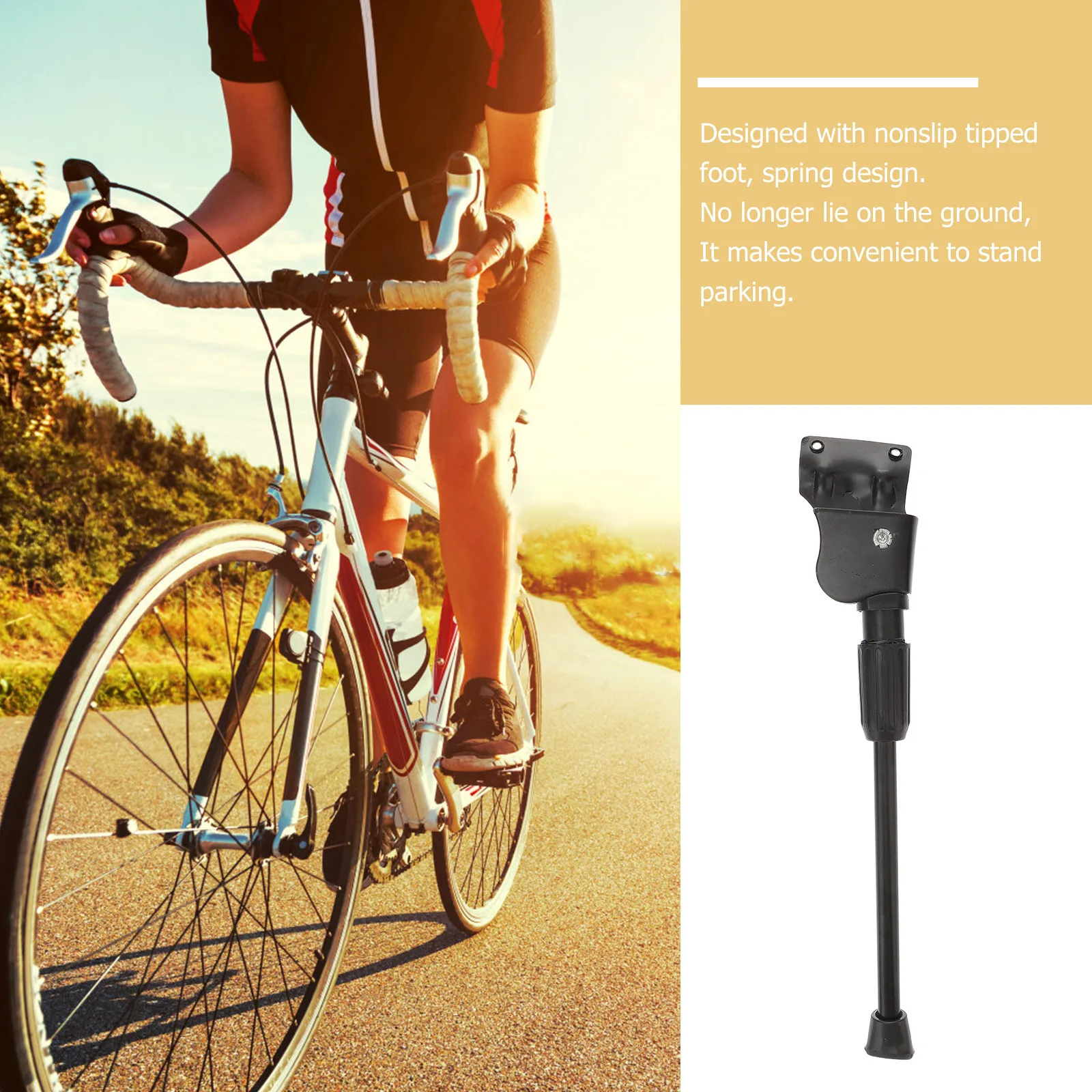 Bicycle Kickstand Single Side Stand Folding Support Rear Mount Non Slip Durable Bike Feet 2 Holes Iron Riding Accessories
