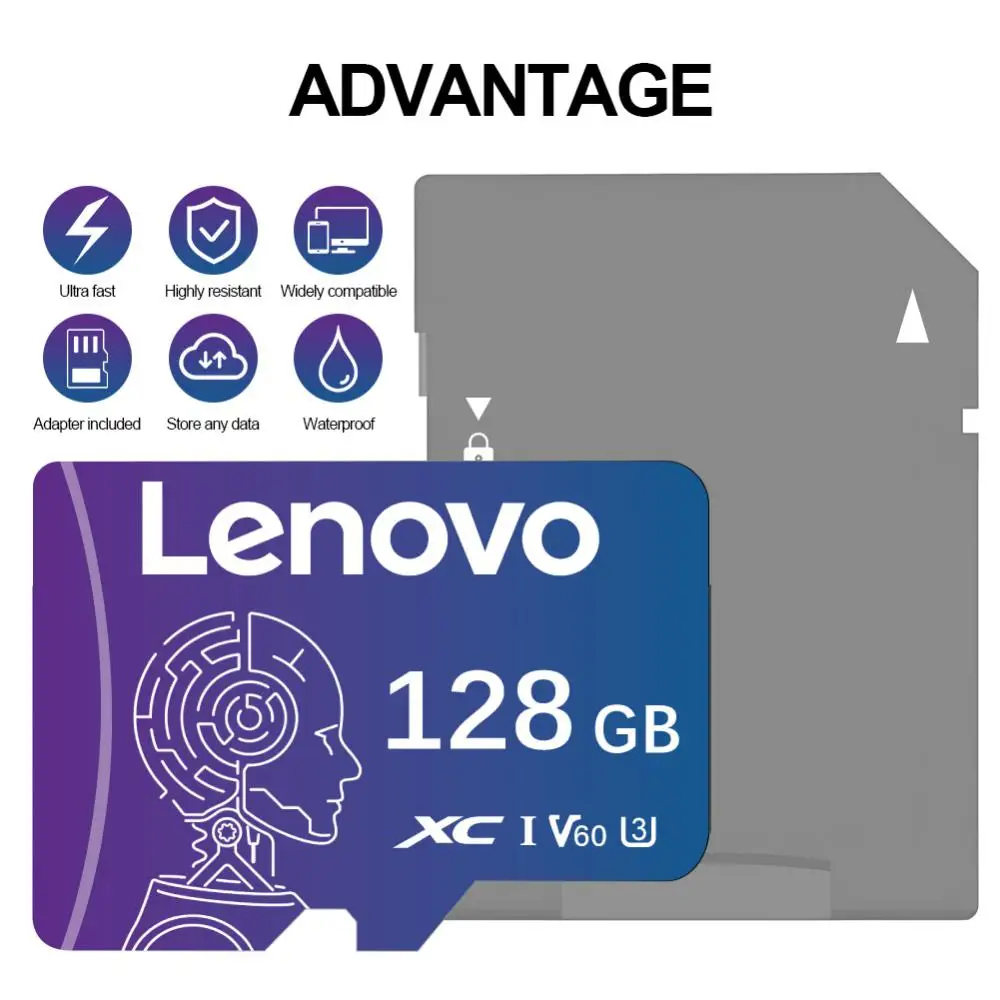 Lenovo-Carte Micro TF SD 2 To, Carte mémoire TF/SD 128 Go 256 Go 512 Go, Mini carte mémoire irritation 10 pour appareil photo et téléphone, 2024 Nouveau, Original