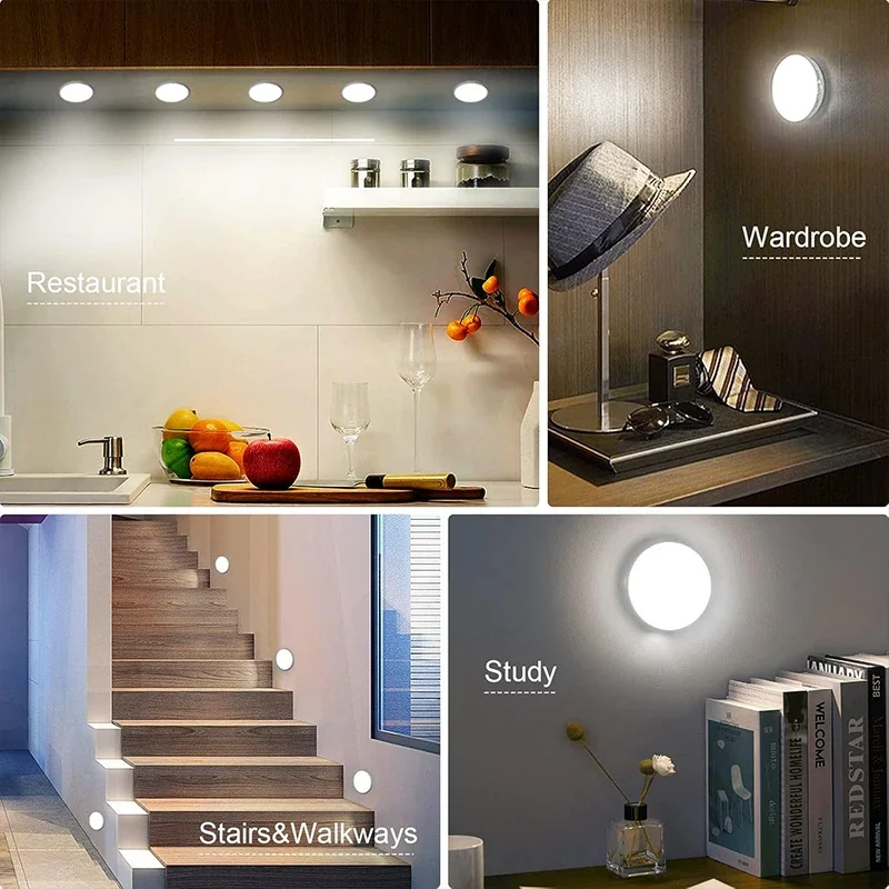 Night Light with Motion Sensor USB Rechargeable Lamp Indoor Hallway Kitchen, Stair Lighting, Children's Room, Cupboard Lighting