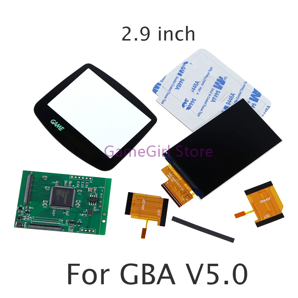 10sets Replacement For Nintendo GameBoy GBA V5.0 2.9 inch Backlit Brighter Highlight LCD Display Screen IPS Screen Kits