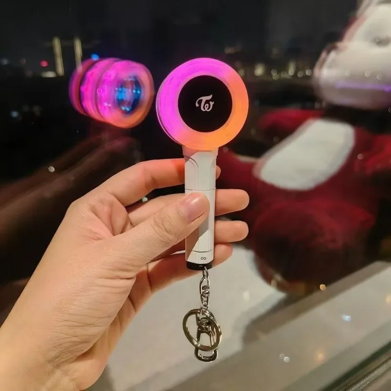 

TWICE Cute Mini Luminous Cheering Stick Keychains Featuring Color-changing Light Effect Exquisite Fan Peripherals Collection