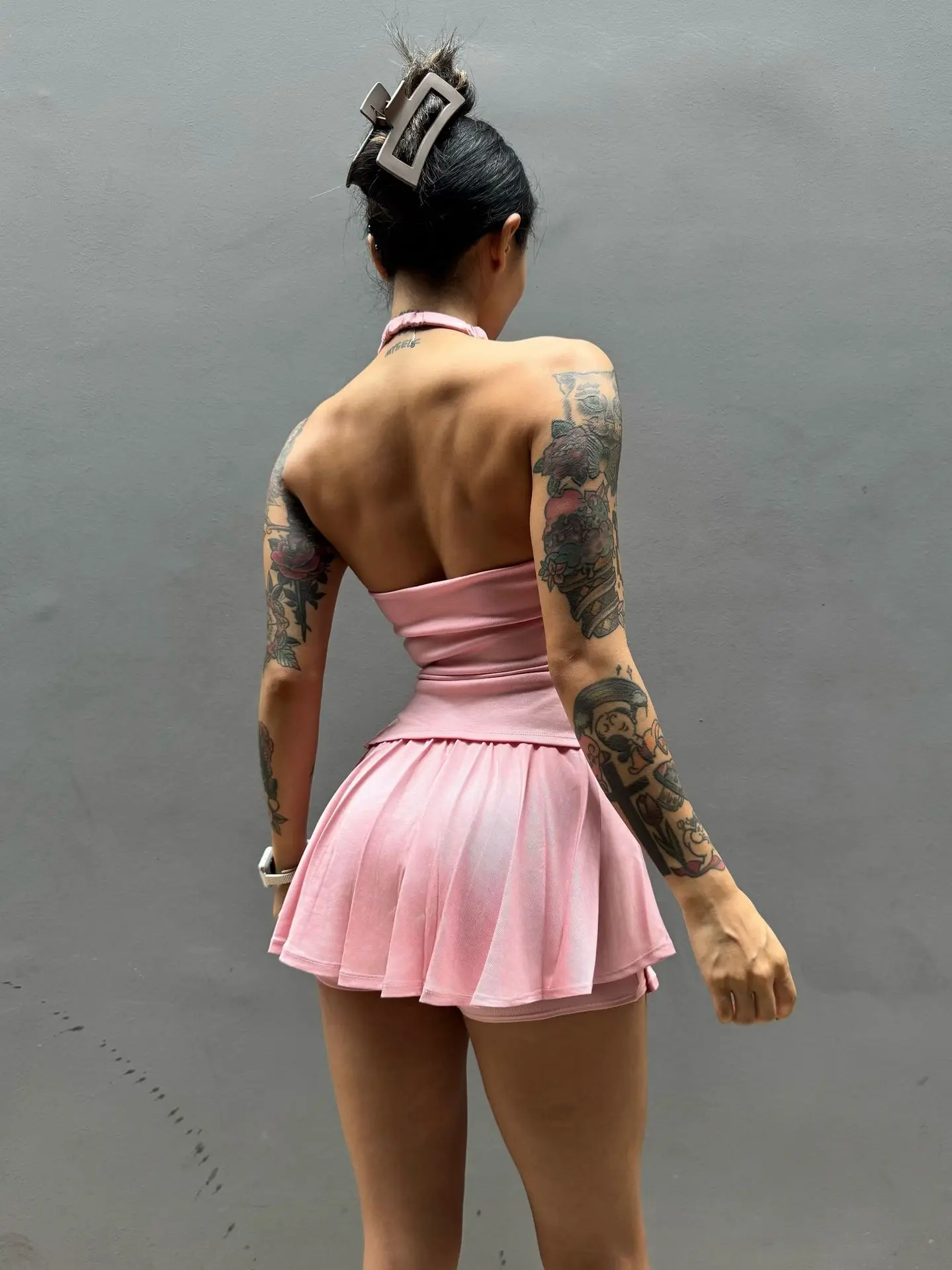Soft Comfortable Modal Material Women's Yoga Set Sexy Neck Hanging Backless Very Thin Looking Conjunto De Fitness Para Mujeres