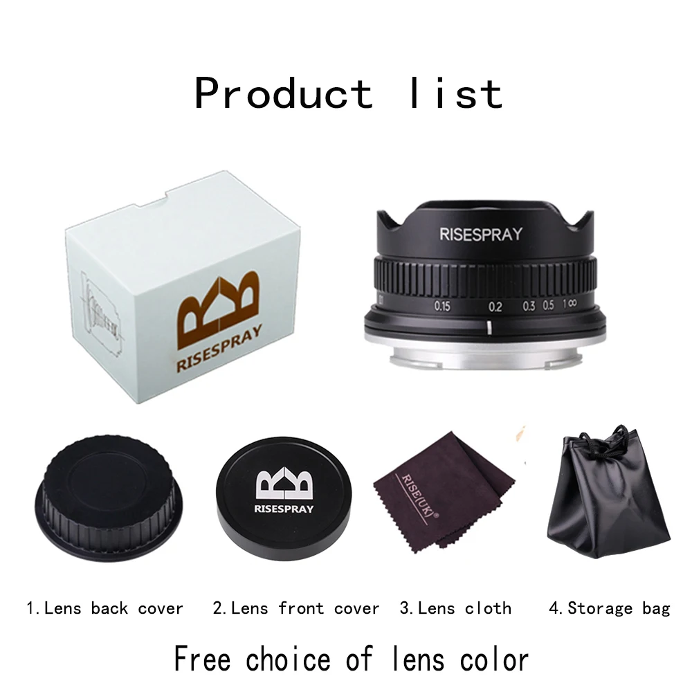 10mm F5.6 Fisheye APS-C Lens MF Focus for Canon EOSM  Sony E Canon EF-M Fuji FX Olympus M4/3 Panasonic M4/3 bayonet body