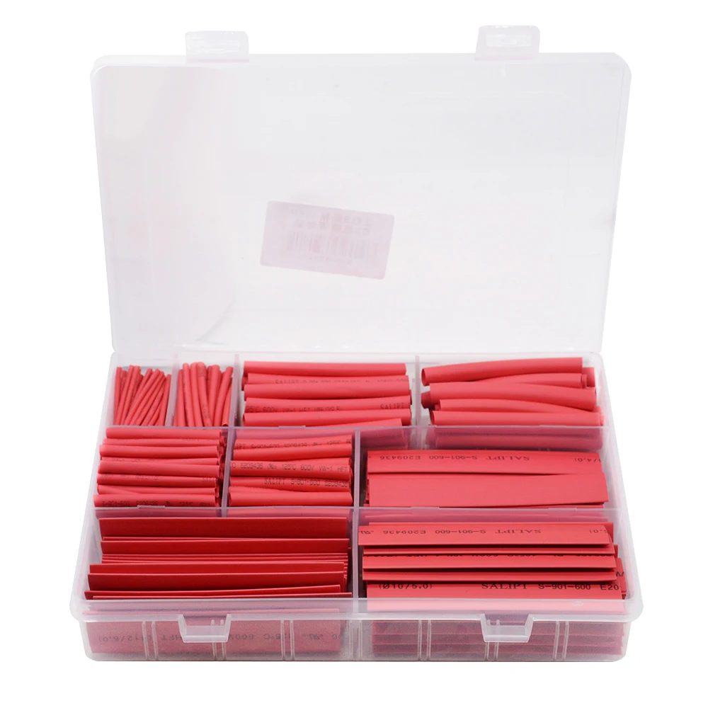 385 pz/set colore rosso 9 dimensioni assortite 2:1 Kit di tubi termorestringenti in scatola ignifuga MPa 600V per la casa fai da te