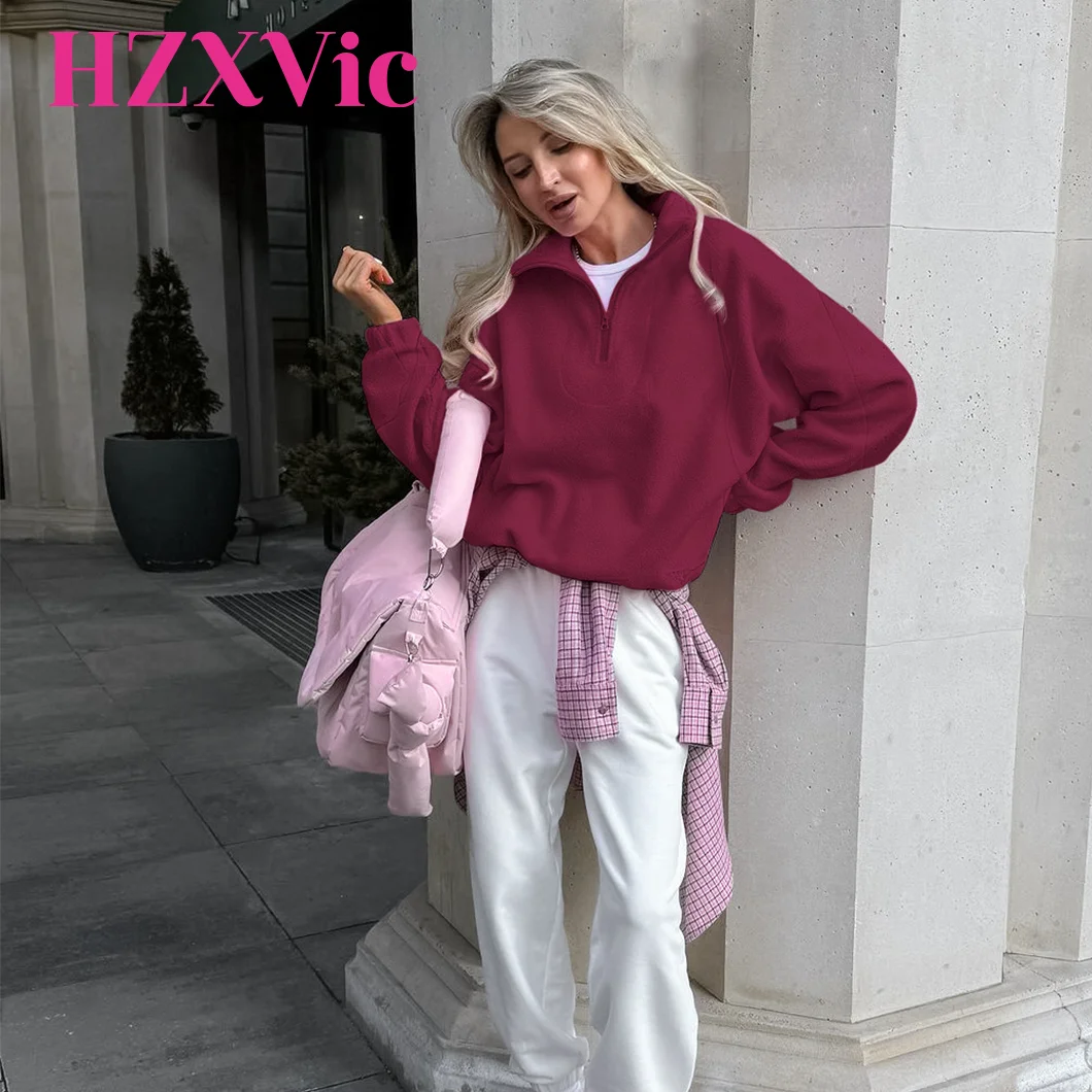 

HZXVic Women's Hooded Sweater Shake Fleece Hoodie Lazy Style Pink Loose Fitting Pullover Lamb Fleece Jacket Women's Clothing