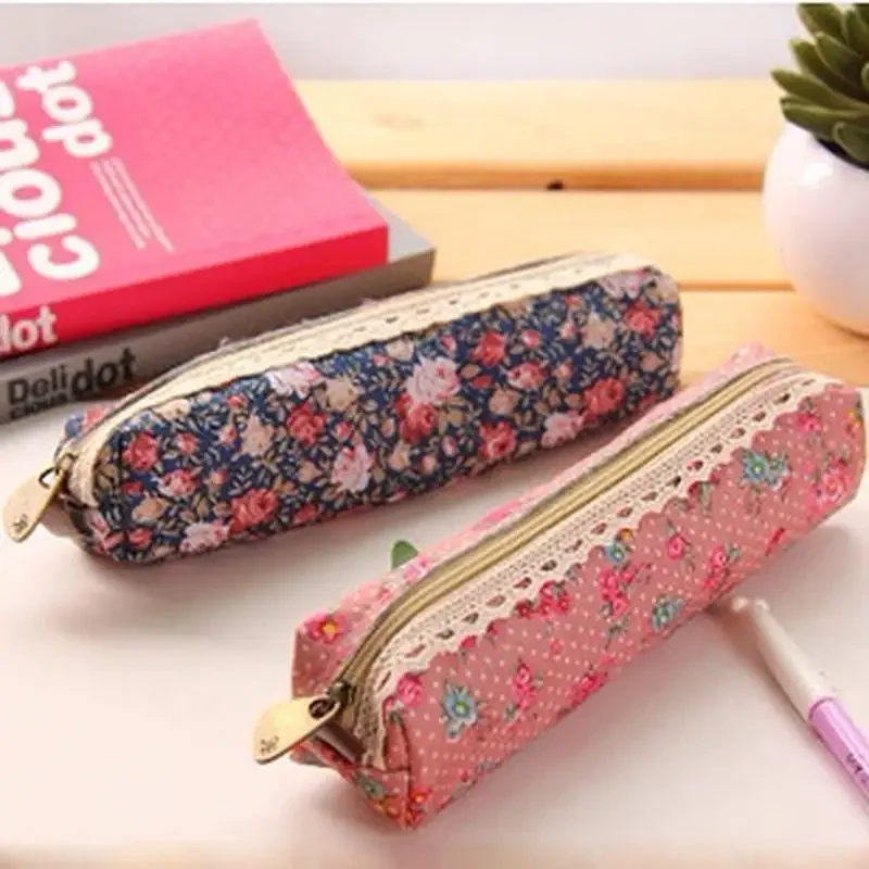 1pc High Quality Mini Retro Flower Floral Lace Pencil Case,pencil bag school supplies Cosmetic