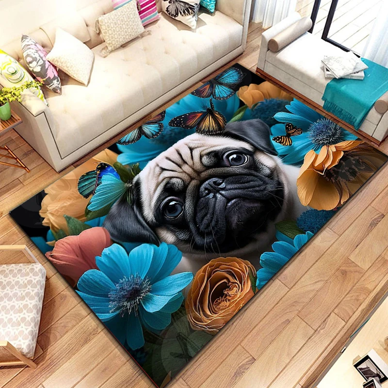 Lovely Pug Dog Water Absorption Anti-Slip Door Mat Cartoon Cute Animal Carpets Bedroom Rugs Decorative Stair Mats Home Decor