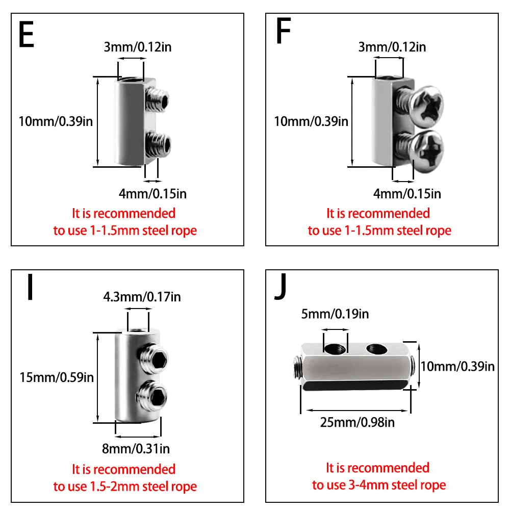 1-4mm Stahlseilklemme, verstellbare Teleskop-Kabelklemme, Befestigungszubehör für Hängelampen und Topfpflanzen – Detail 3