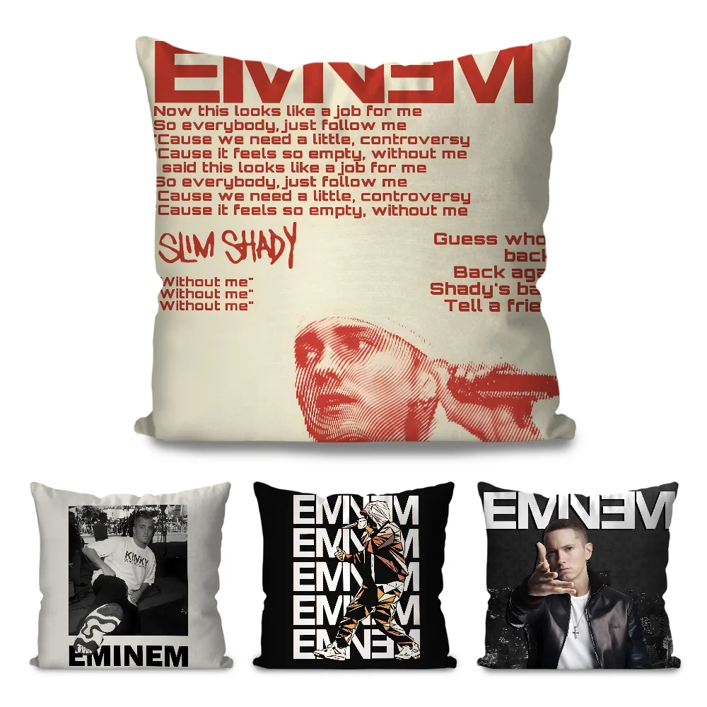 Rapper E-Eminem Pillow Case Cartoon Sofa Decorative Home Double-sided Printing Short Plush Cute Cushion Cover