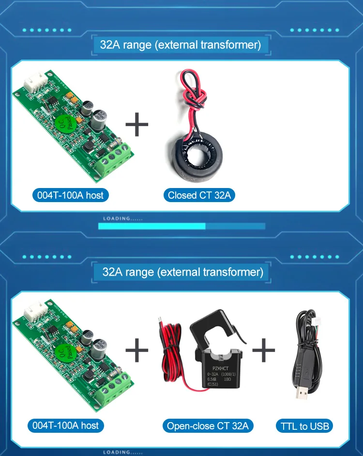 PZEM-004T Einphasiger Smart Energy Meter Wattmeter AC Voltmeter Elektrisches Kwh Meter Modbus TTL Amperemeter 220V 32A 63A 100A – Detail 9