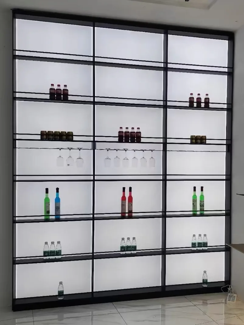 Armário de armazenamento de rack de vinho LED Rack de tempero de cozinha multifuncional e armário lateral para exibição de vinho