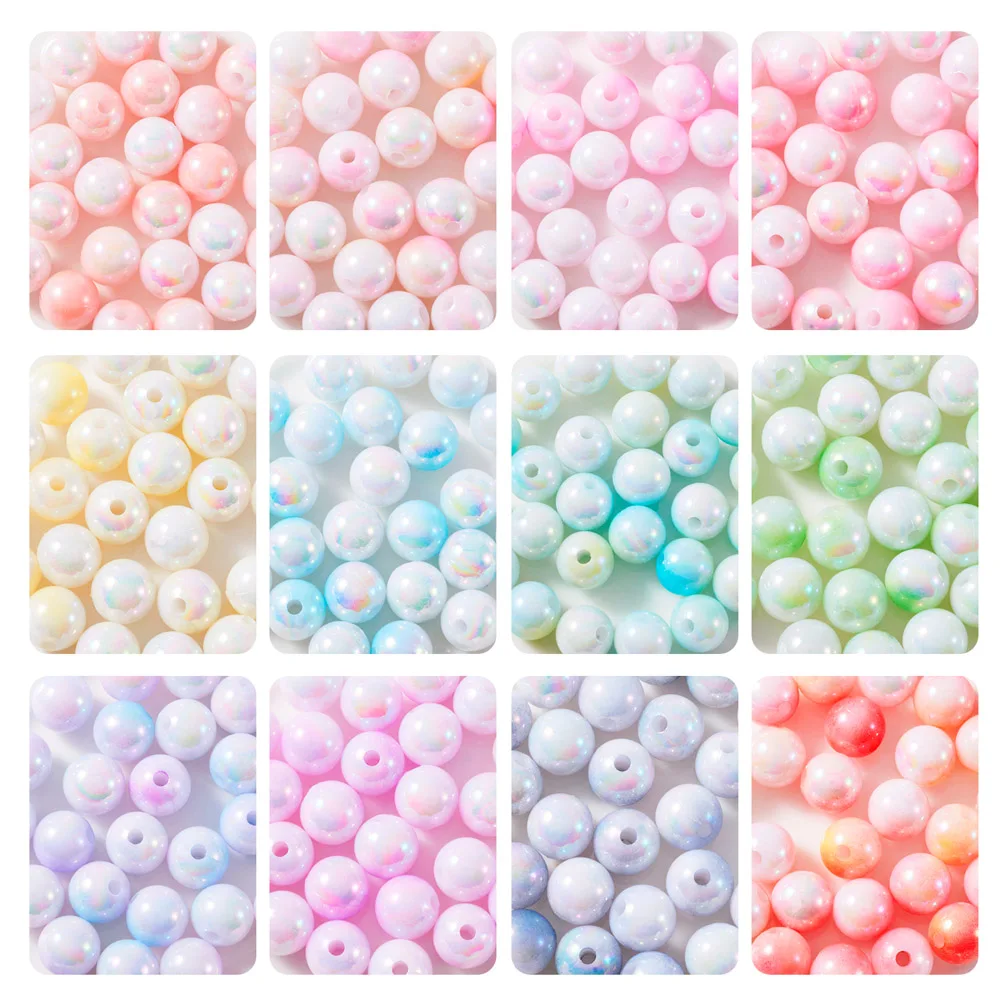 

8/10mm Two Tone Acrylic Beads Round Mixed Opaque Macaron Color Beads for Bracelet DIY Jewelry Making Accessories 192-312pcs