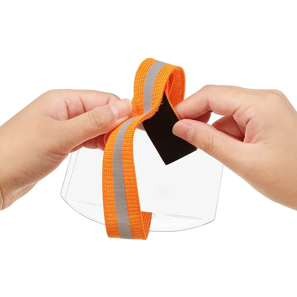 

5pcs Arm Badge Holders Elastic PVC Protective Covers Adjustable Security ID Card Sleeves Portable Worker House Display
