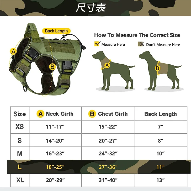 Heavy Duty No Pull Dog Harness for Large Dogs Reflective Tactical Vest with Handle Adjustable Military K9 Harness