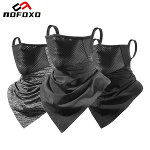 NOFOXO UV Prctotection Headscarf Half Face Mask Ice Silk Breathable Scarf Outdoor Sports Ear Hanging Cycling Fishing Triangular