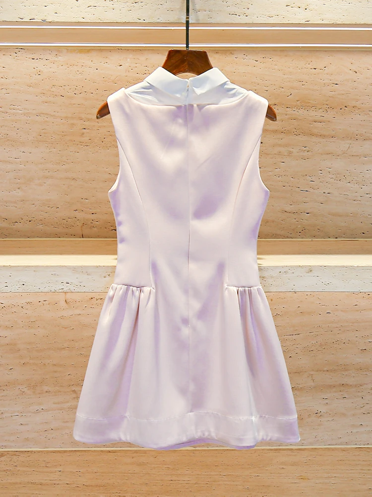 Vestido de Mujer con Cuello  de Satén, Estilo Dulce y cado, Vestido Tipo Ceco Ajustado a la Cintura, Falda Línea A...