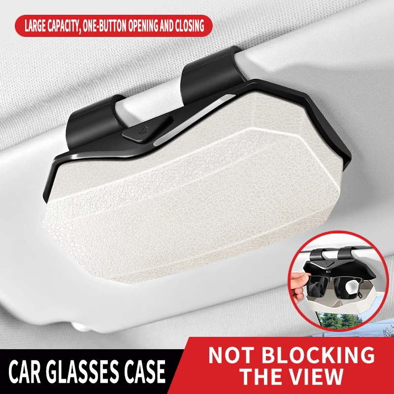 Newest Clip-On Car Sunglasses Case, Anti-Scratch Durable Sun Visor Glasses Storage Box, Auto Sunshade Holder Accessories