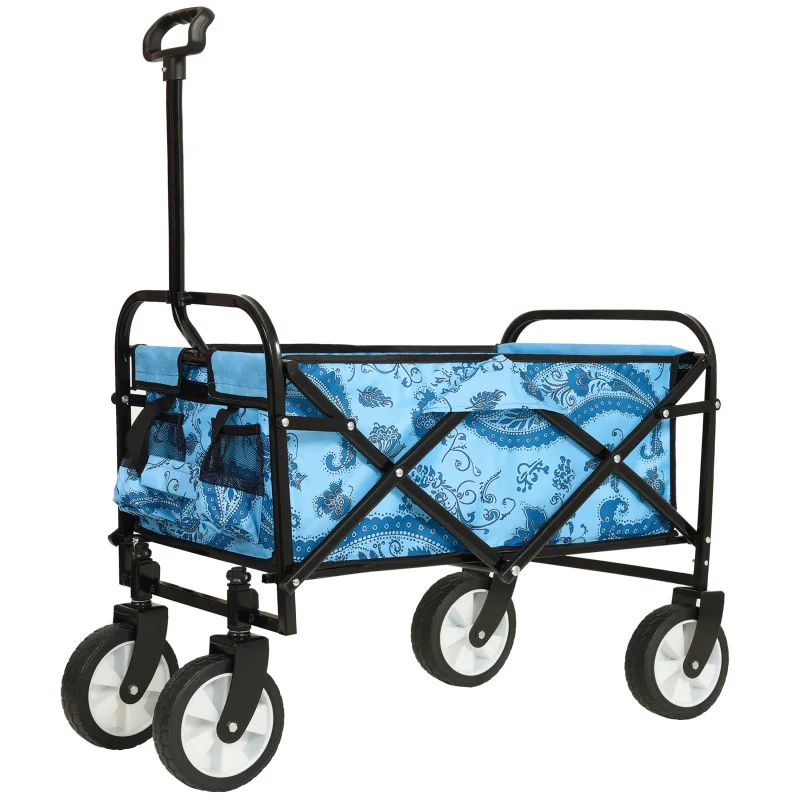 Colorido plegable plegable con sistema de flejado, carro utilitario de playa, carrito de supermercado, deportes de compras para acampar