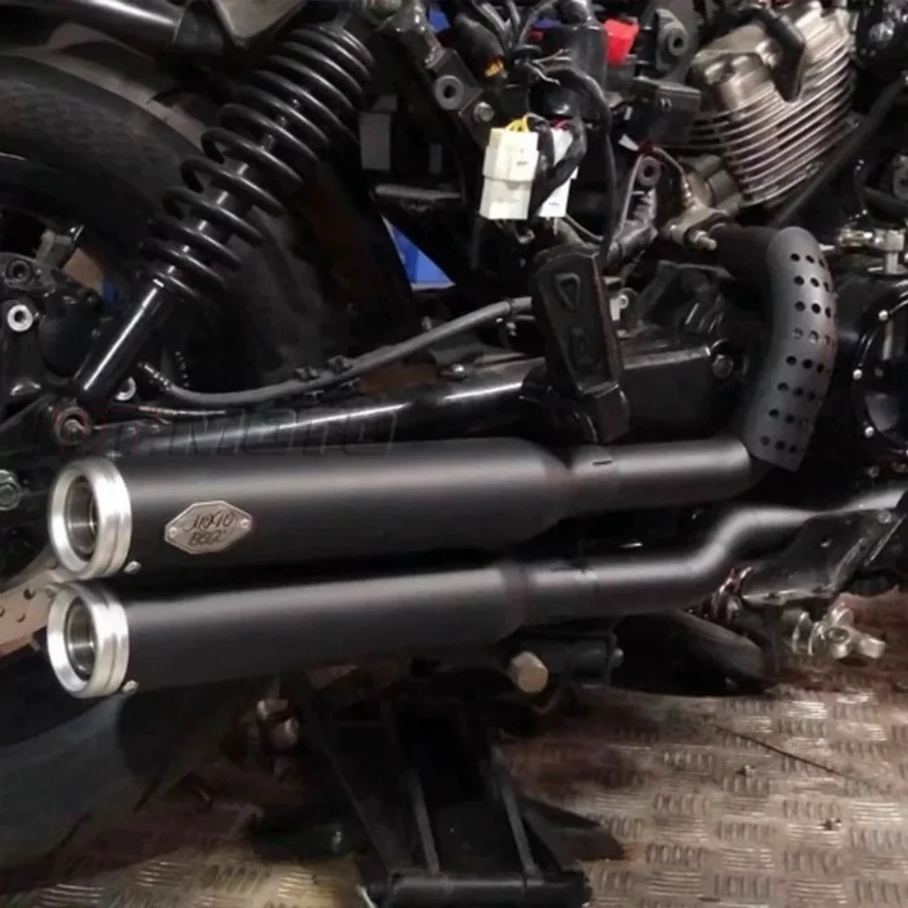 Fit For HYOSUNG GV300S Vintage 2-into-2 Exhaust Muffler Dual Outlet Adjustable Volume Rear Exhaust