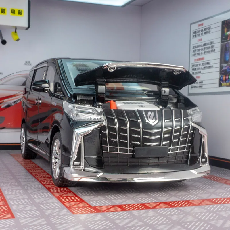 

1:18 simulation Toyota Alphard MPV Alloy Model doors and the front hood and trunk door can be opened has sound and lighting