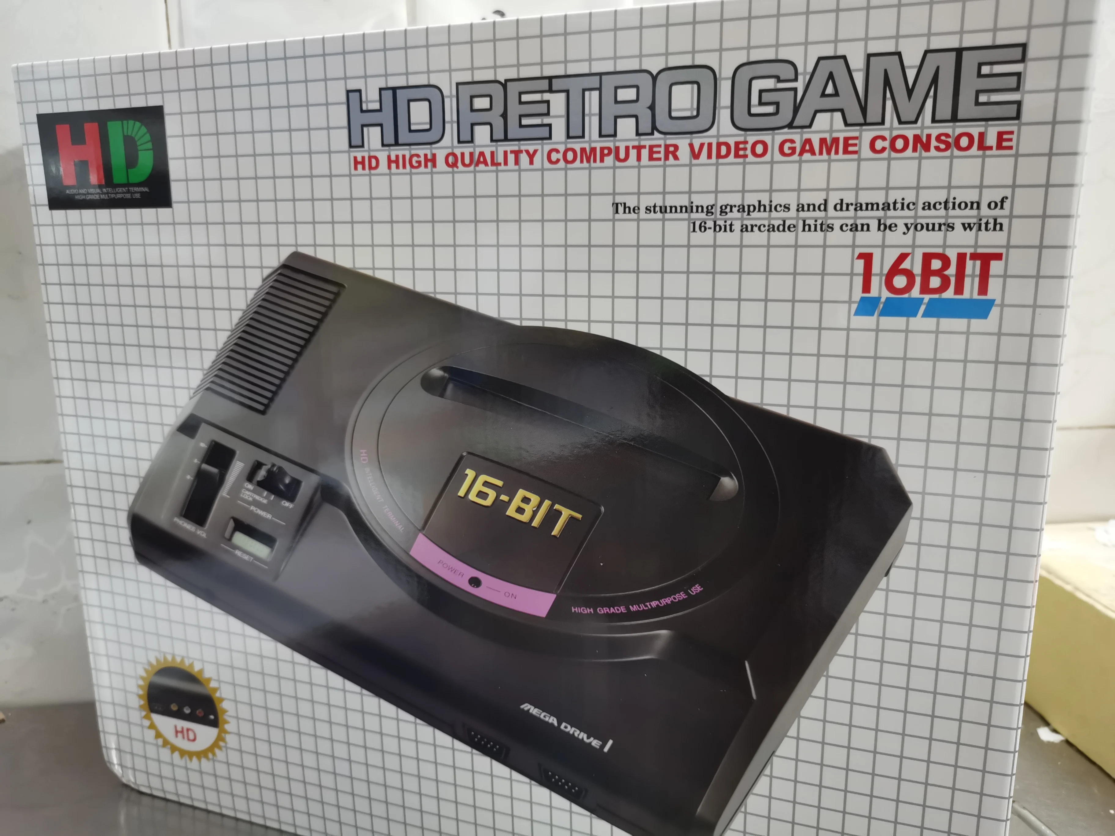 وحدة تحكم ألعاب فيديو جديدة 16 بت لـ SEGA MEGA DRIVE 1 Genesis عالية الوضوح HDMI TV Out مع خرطوشة تحكم لاسلكية 2.4G