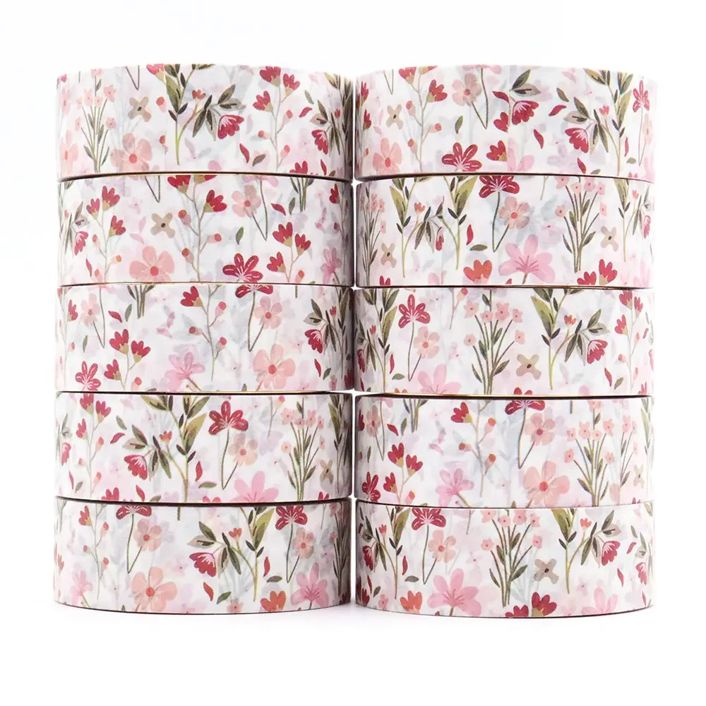 NEW 1PC 15mm x 10m Floral Colourful Tape Masking Adhesive Washi Tapes office supplies scrapbooking stationary tapes