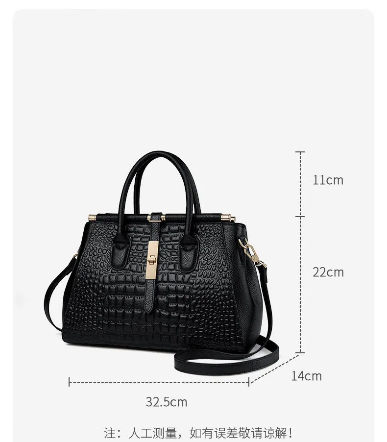 Retro Crocodile Pattern Genuine Leather Women Tote Bag 2024 Summer Female Fashion Luxury Handbag Nature Cowhide Shoulder Bags