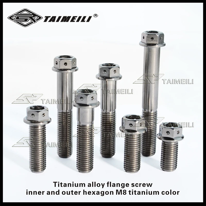 Titanium bolt GR5 flange head inside and outside hexagon head M8 M10x20-90mm motorcycle refitted bolt repair replacement scre